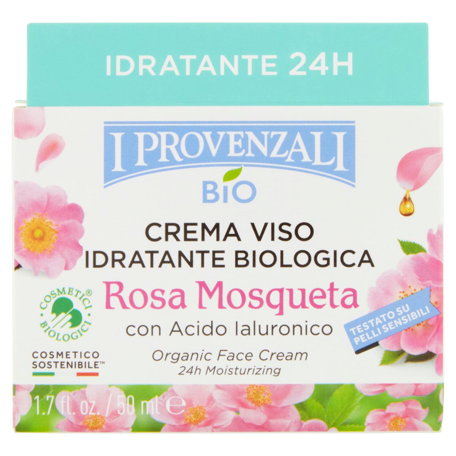 Crema viso idratante 24H all'olio di Rosa Mosqueta 50ml BIO I Provenzali