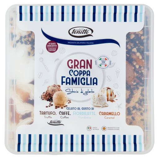 Vaschetta Gelato Tartufo /Caffè/Fiordilatte/Caramello 1kg Tonitto