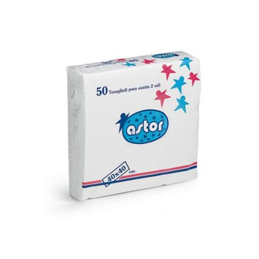 Tovaglioli 2 veli bianco 40x40 50 pezzi Miro' Astor