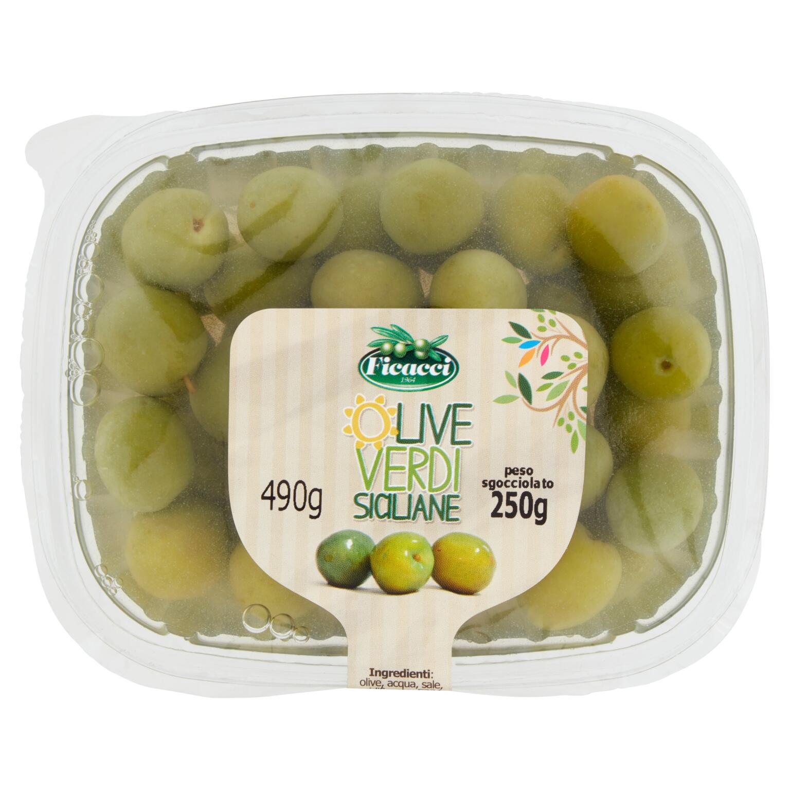 Olive verdi dolci siciliane 250g in vaschetta
