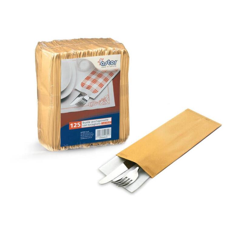 125 Buste portasalviette 40x40cm 2veli Carta Paglia Astor