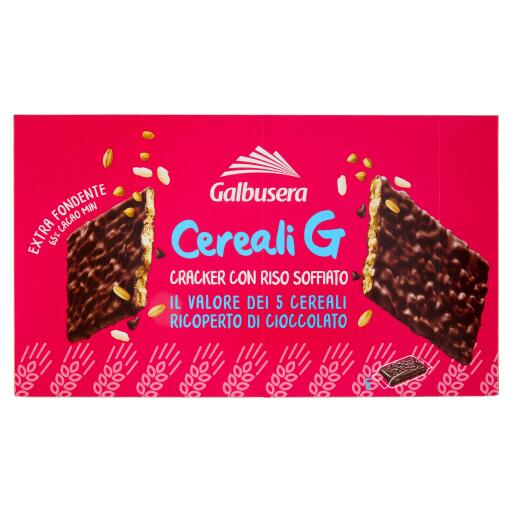 Crackers Cereali G ricoperti di cioccolato fondente 150g Galbusera