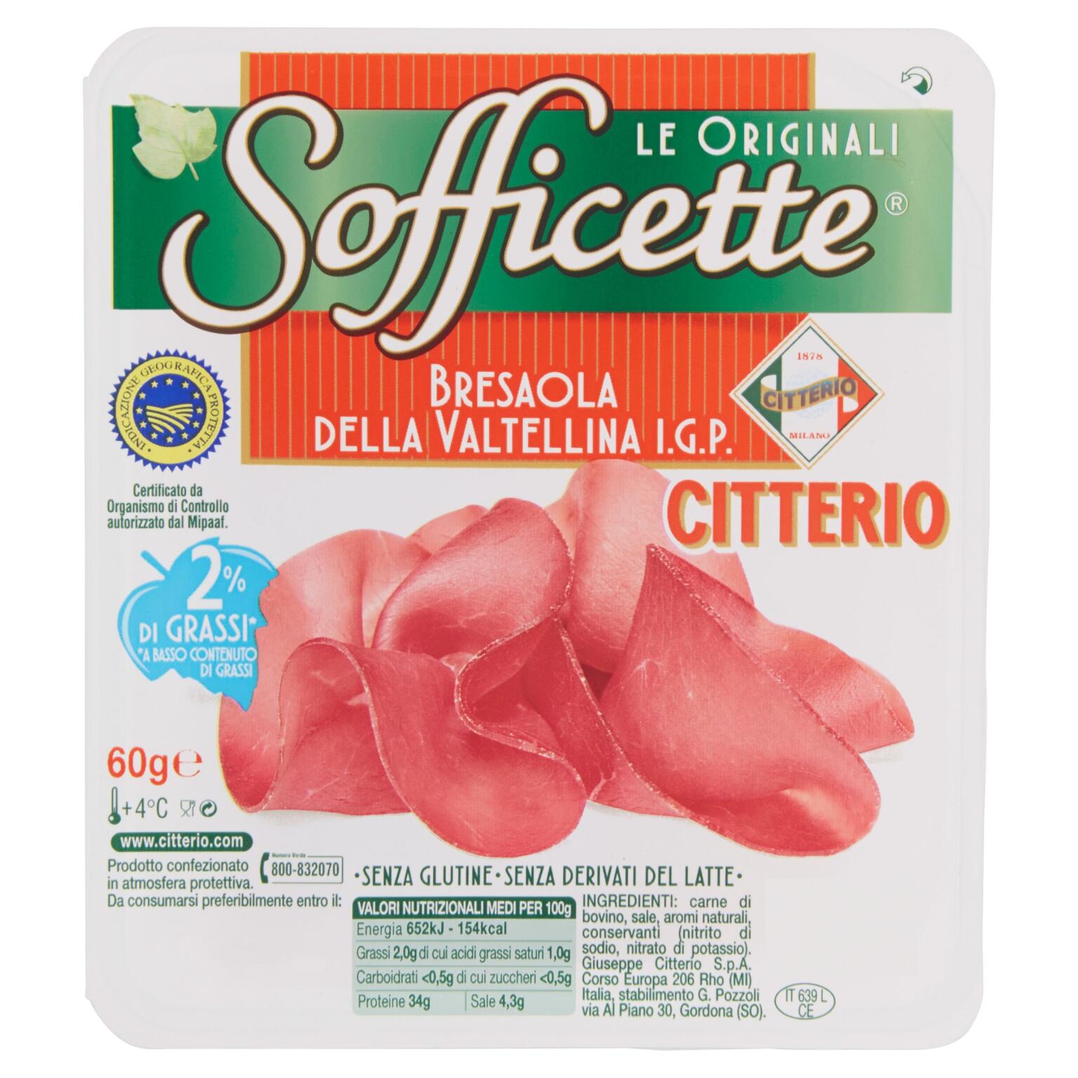 Sofficette bresaola valtellina 60g Citterio senza derivati del latte senza glutine
