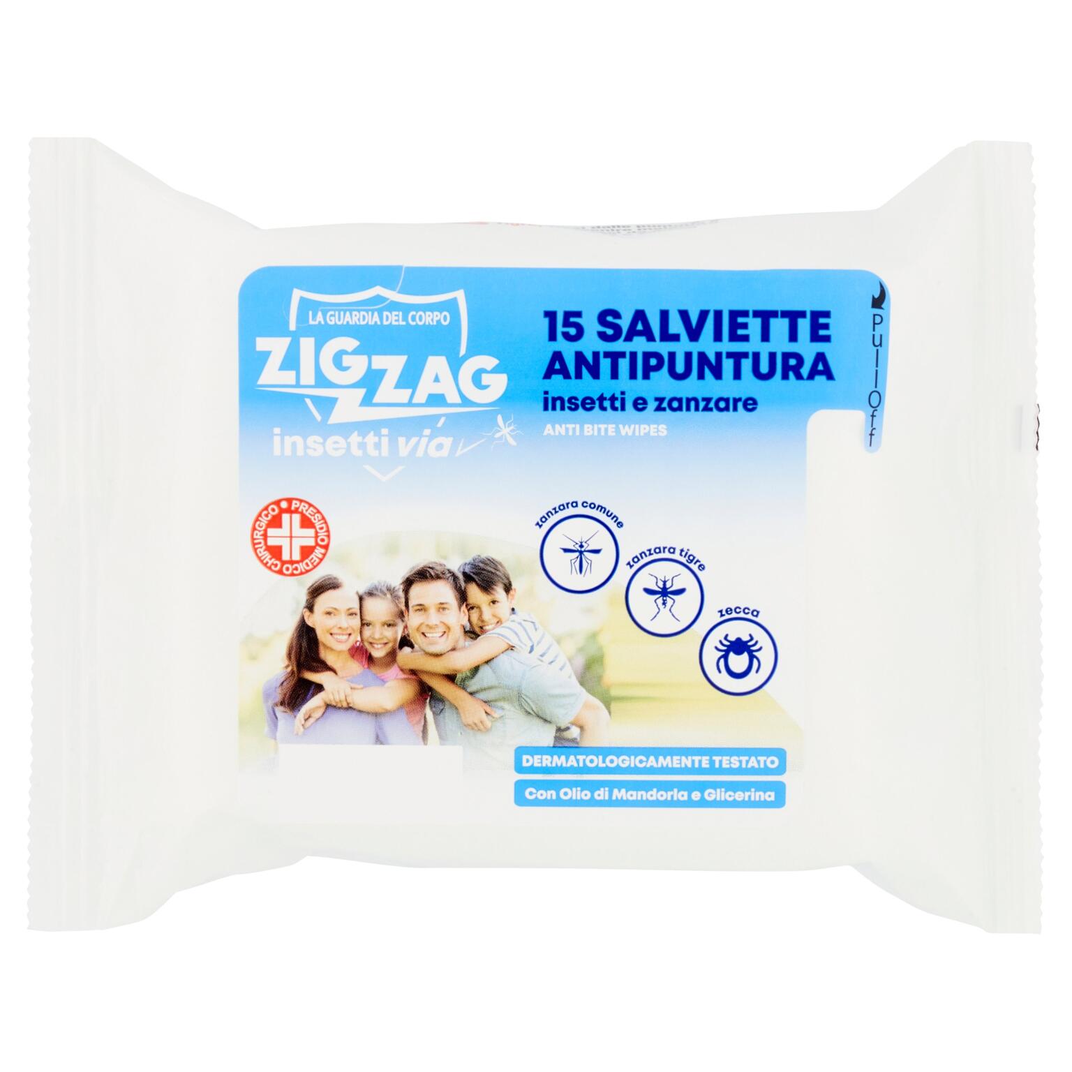 Salviettine antipuntura Family confezione da 15 pezzi Zig Zag