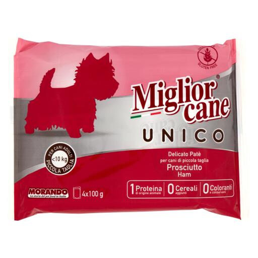 Migliorcane unico patè prosciutto 4x100g