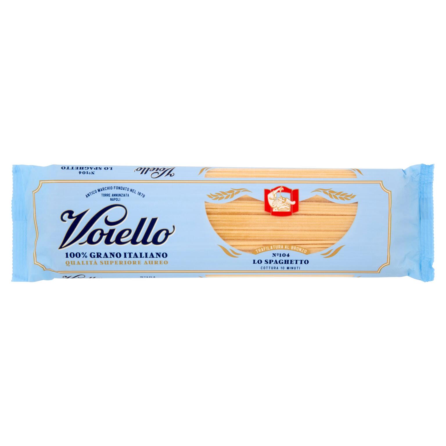 Spaghetti pasta di semola di grano duro trafilata bronzo n°104 500g Voiello