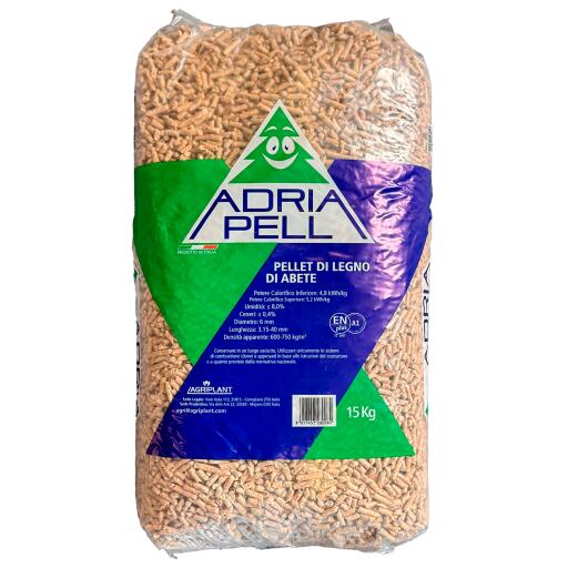 Pellet 15kg di legno di abete puro en plus a1     Adriapell Agriplant