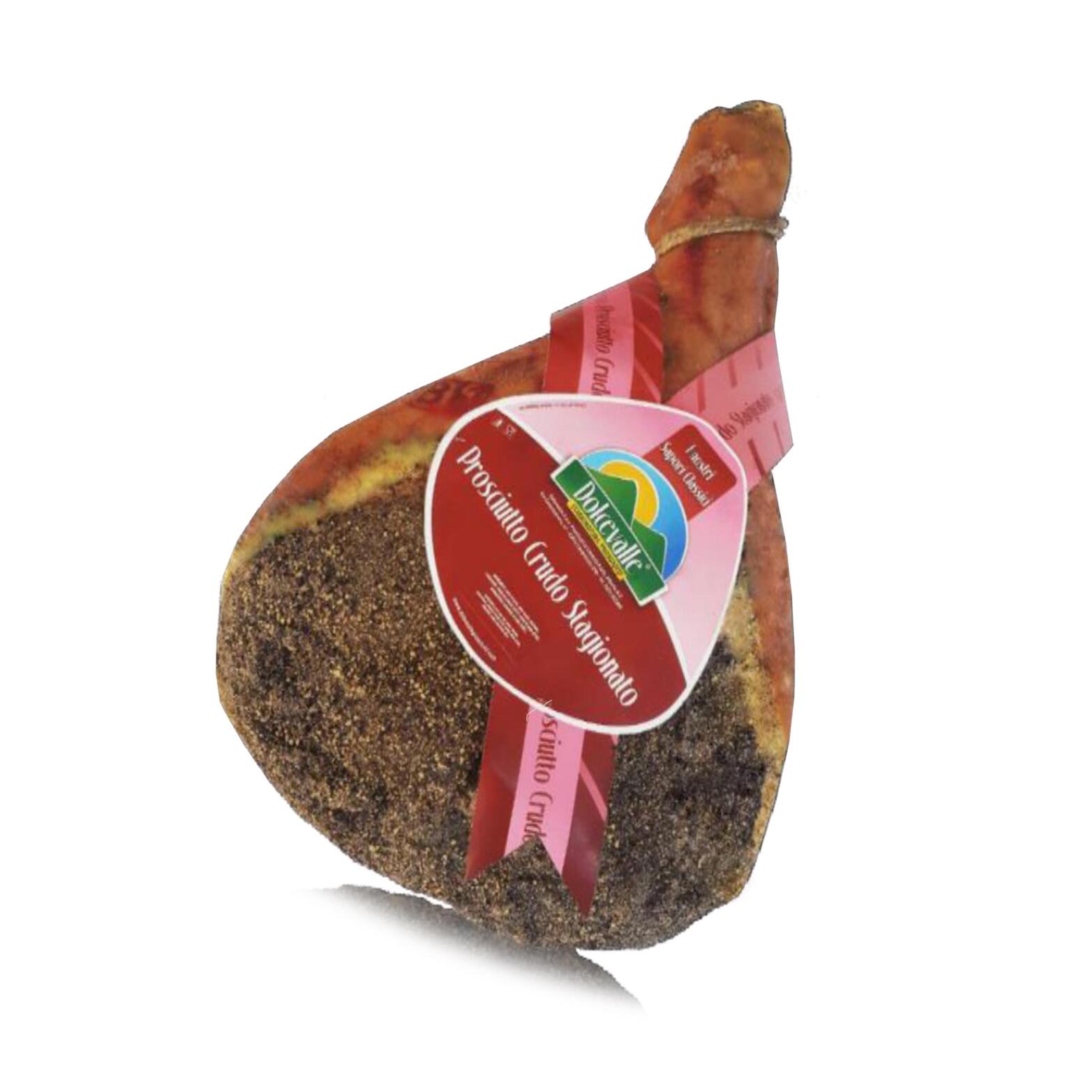 Prosciutto crudo con pepe con osso stagionatura 8 mesi Dolcevalle
