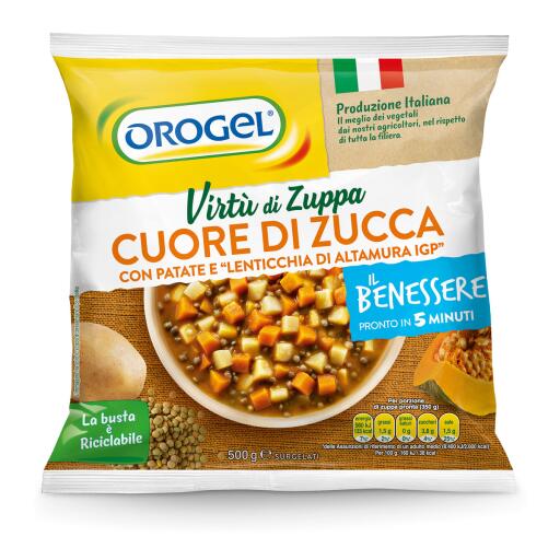 Virtù di zuppa cuore di zucca con patata e "lentichhie di altamura IGP" da 500g Orogel