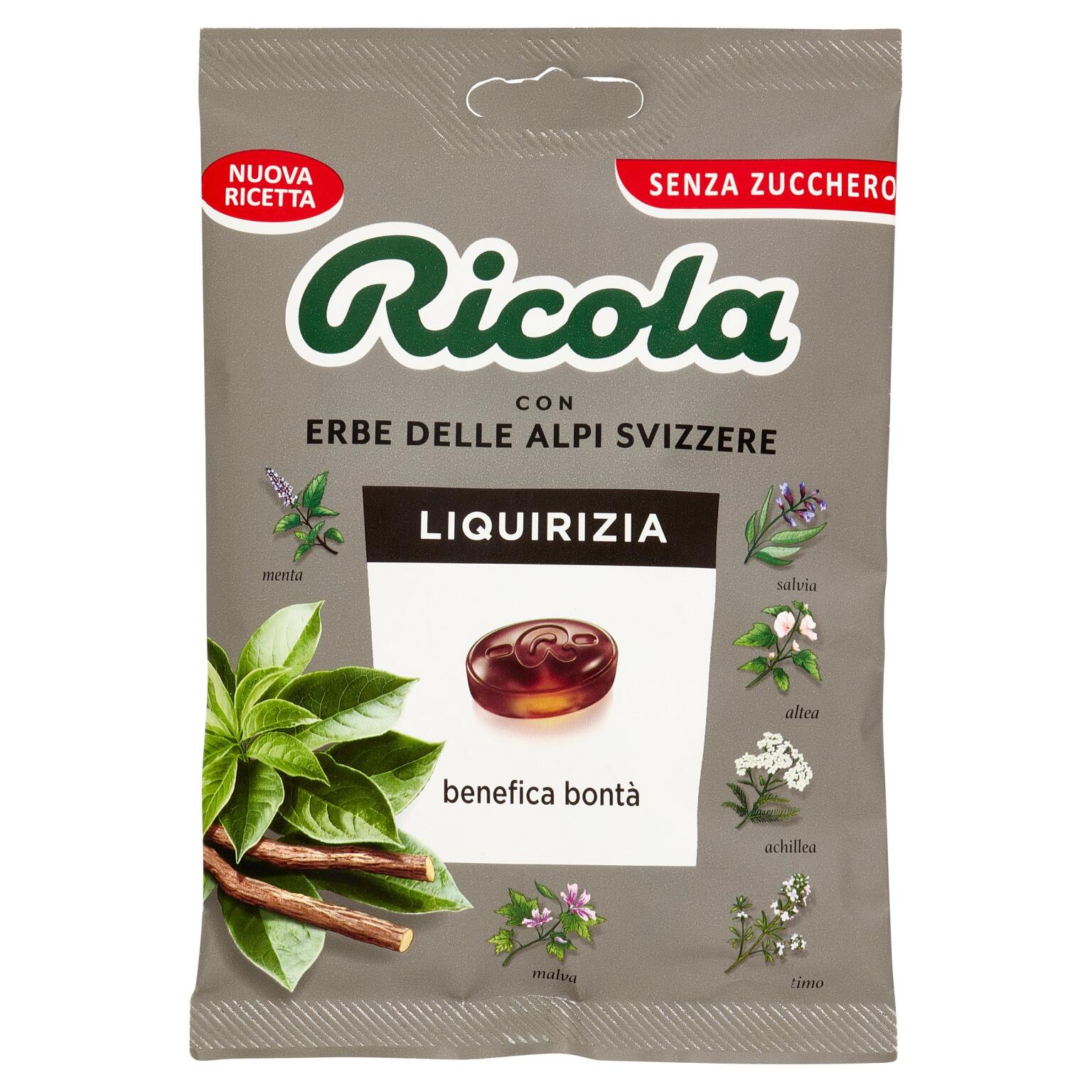 Caramelle alla liquirizia senza zucchero in busta 70g Ricola