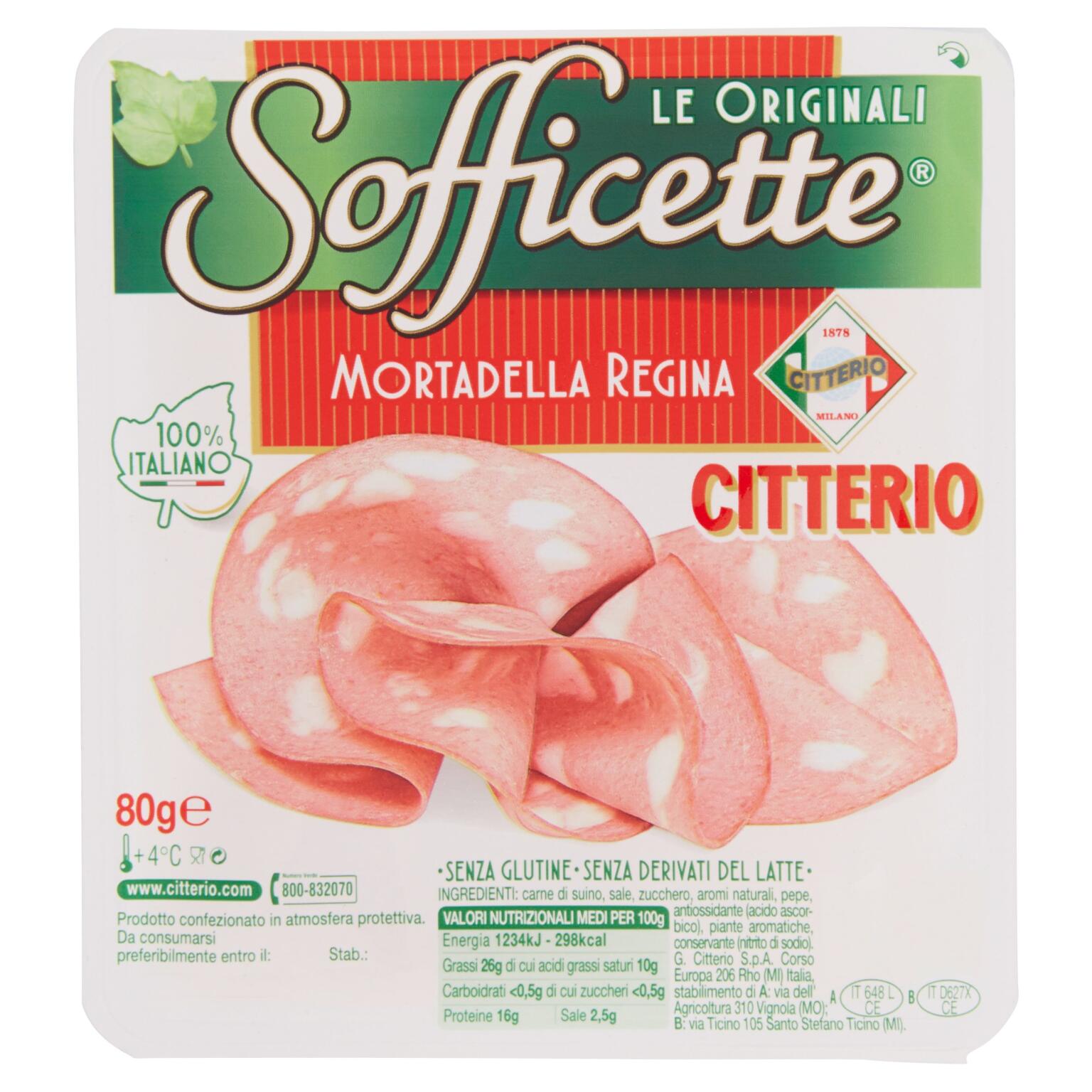 Sofficette mortadella Regina 80g Citterio senza derivati del latte senza glutine