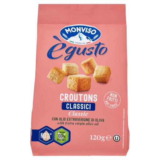Crostini classici con olio di oliva extravergine per minestre e insalate 120g Panmonviso