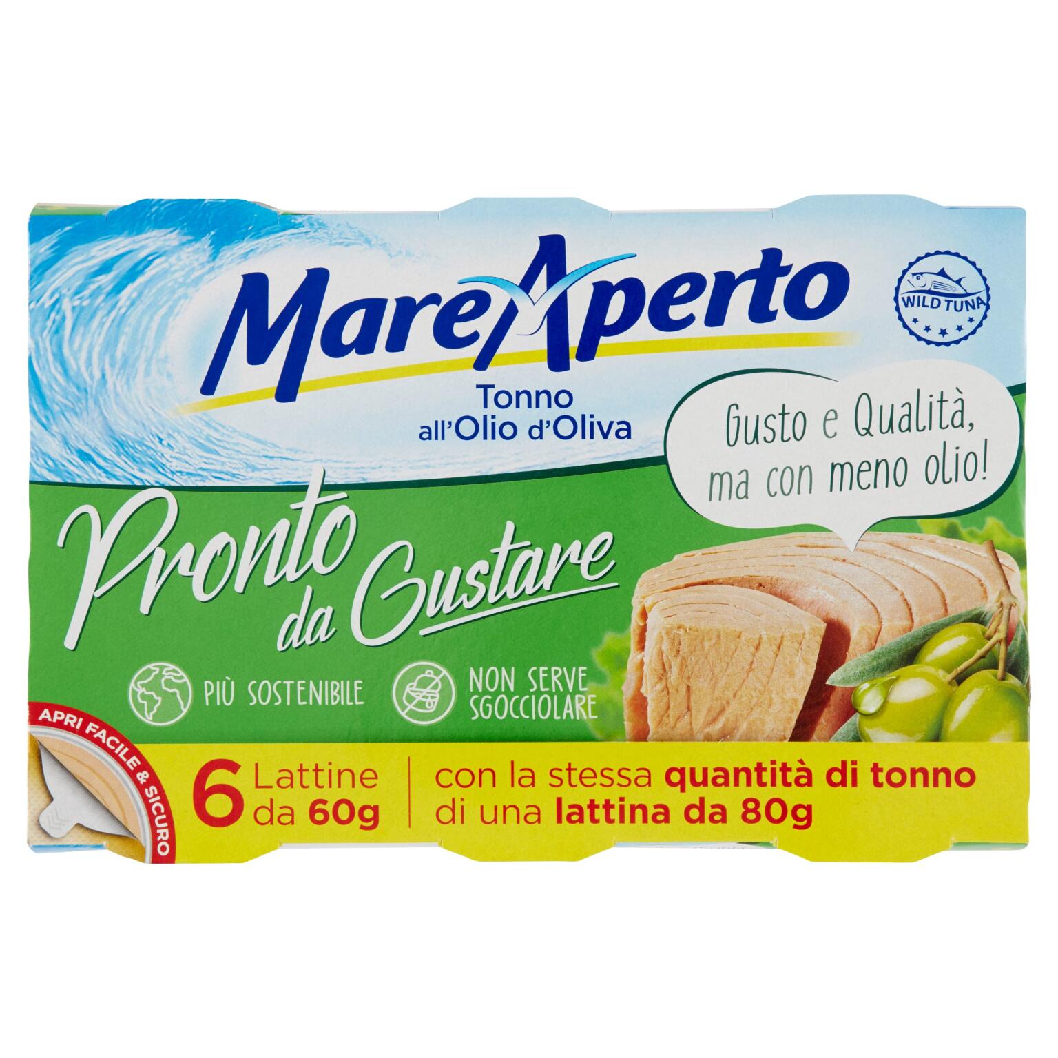 Tonno con olio di oliva 6x60g Mare Aperto