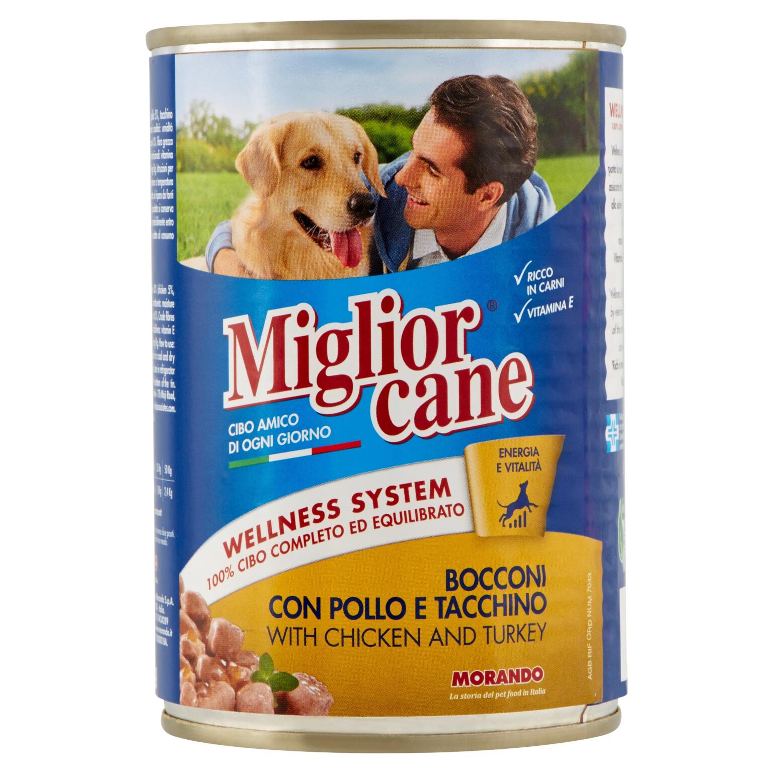 Migliorcane bocconcini pollo e tacchino 405g Morando