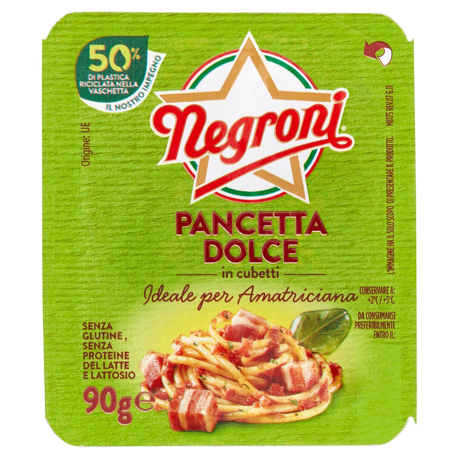 Pancetta dolce a cubetti e 90g Negroni senza glutine e senza lattosio