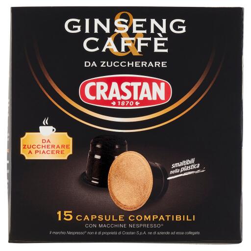 15 capsule ginseng/caffè senza zucchero 50g Crastan