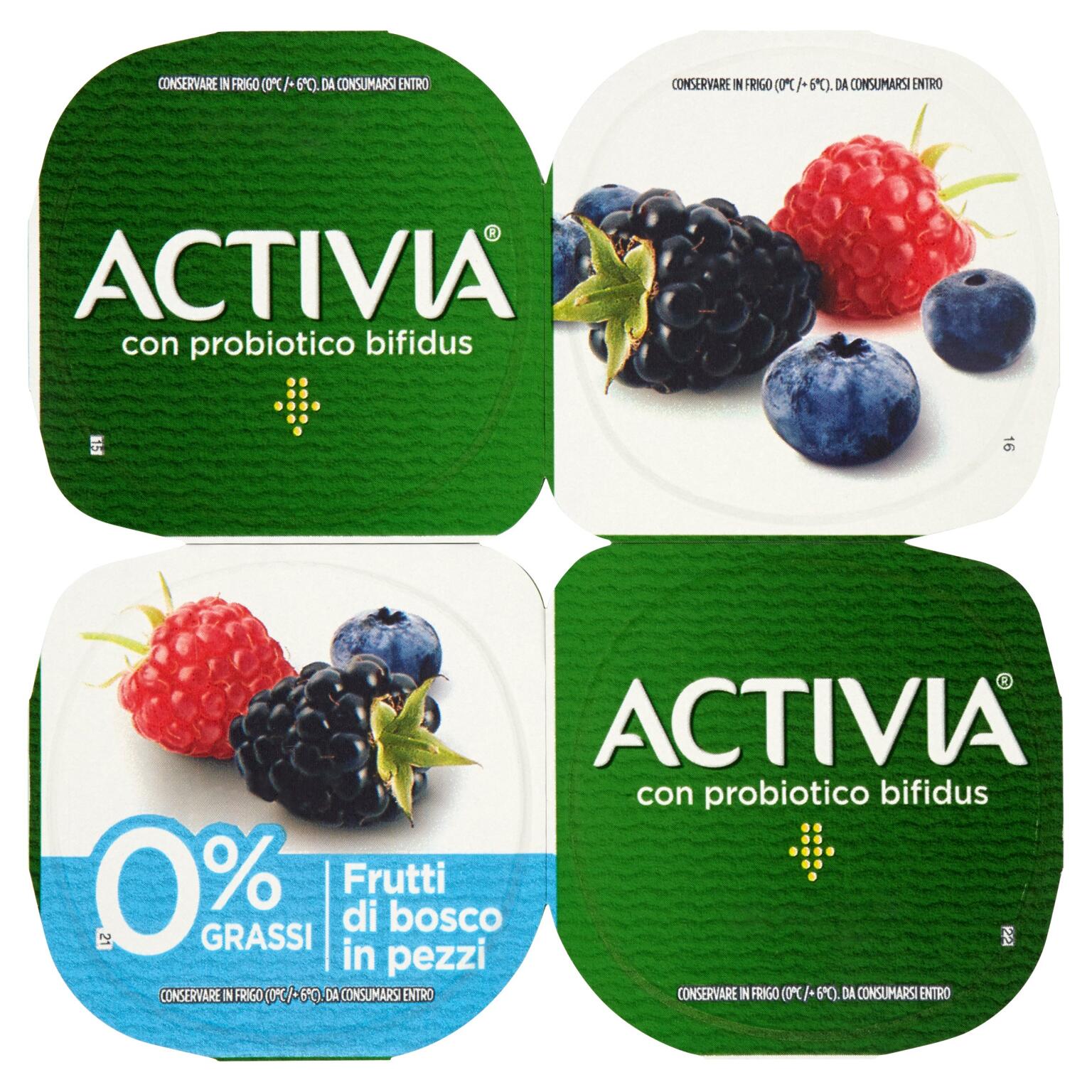 Yogurt Activia zero grassi frutti bosco 4x125g