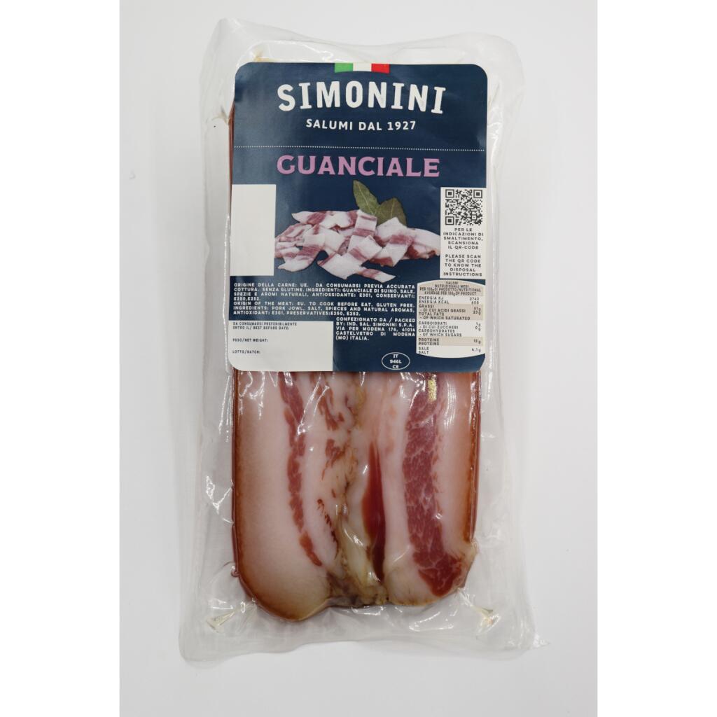 Guanciale al pepe 200g sottovuoto, 2 fette Simonini