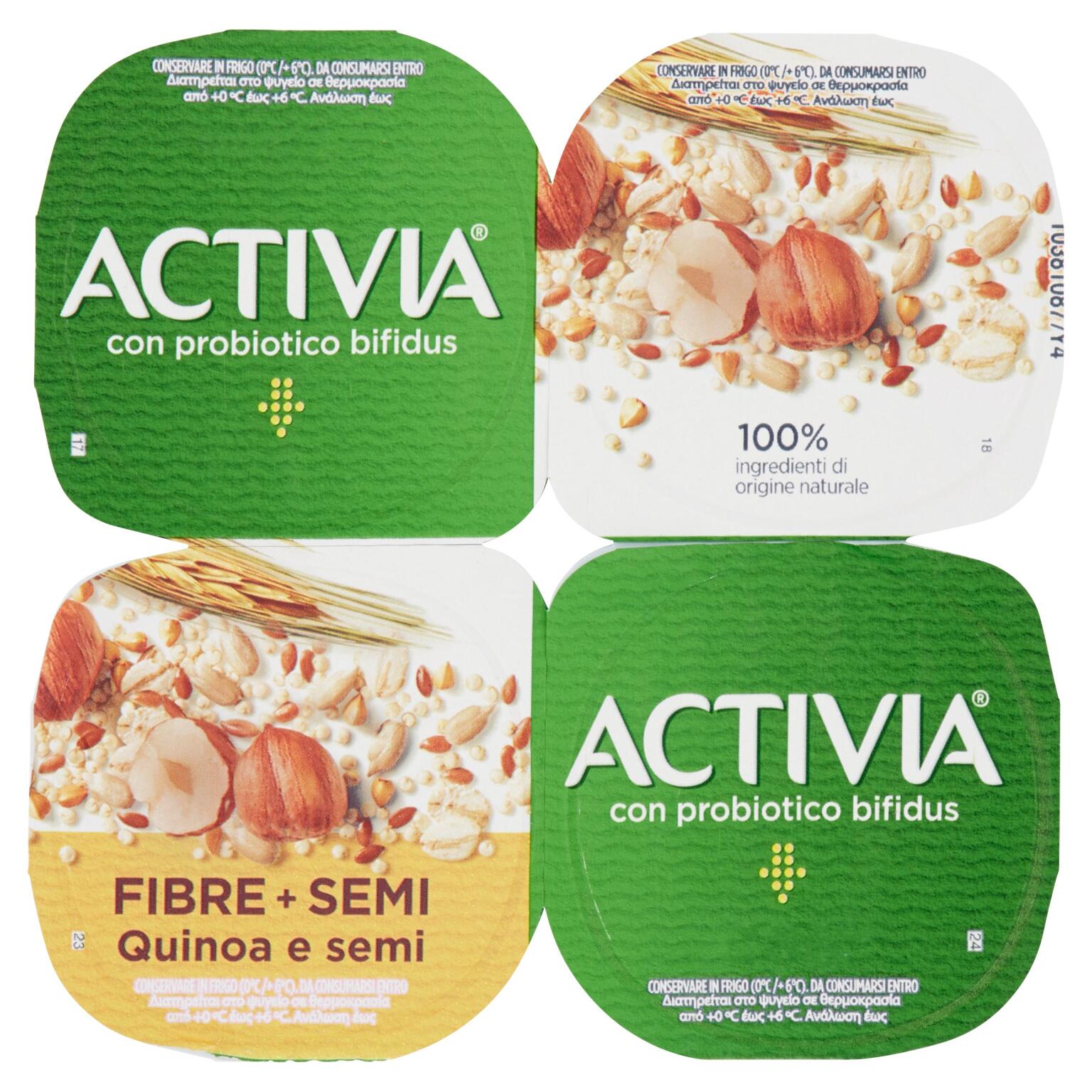 Yogurt Activia 4x125g fribre e quinoa