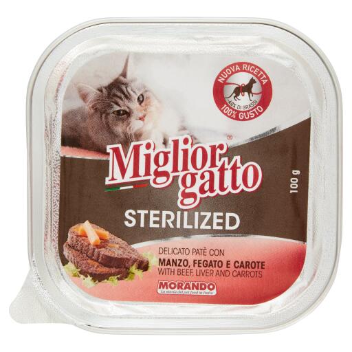 Patè con manzo, fegato e carote sterilized 100g Migliorgatto