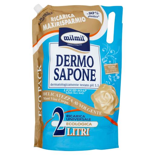Sapone dermo mani, viso e corpo ricarica 2L Mil Mil