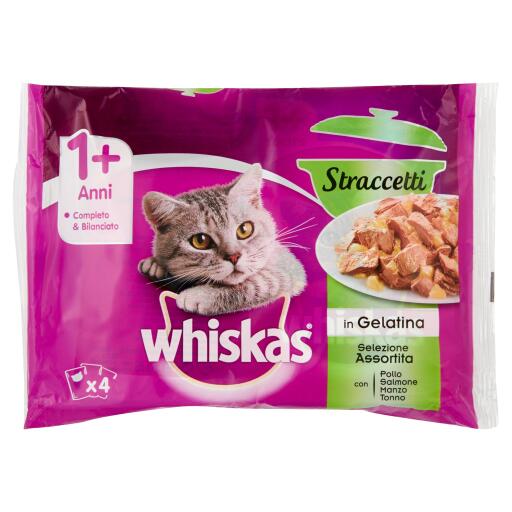 Straccetti pure delight gusti assortiti 4x85g Whiskas
