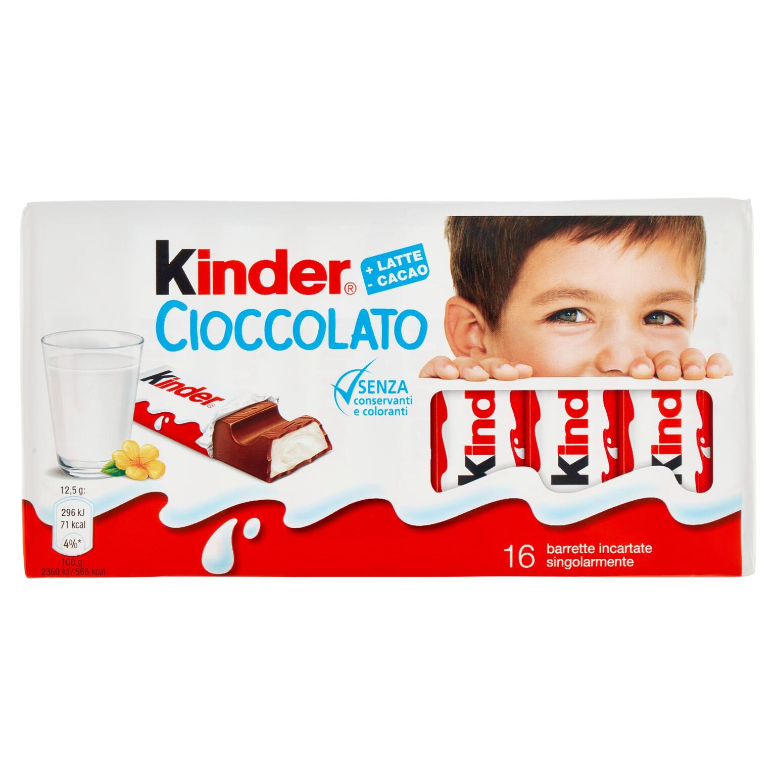 Kinder cioccolato 16 barrette incartate