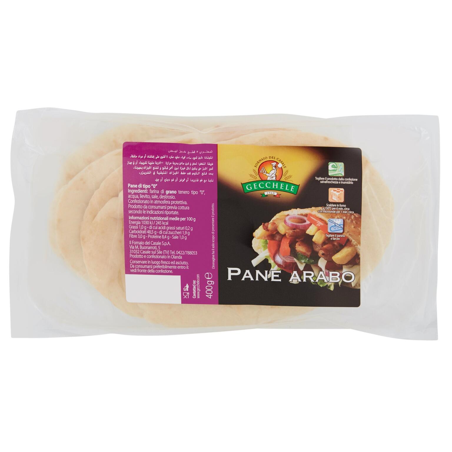 Pane Arabo Kebab 400g Gecchele