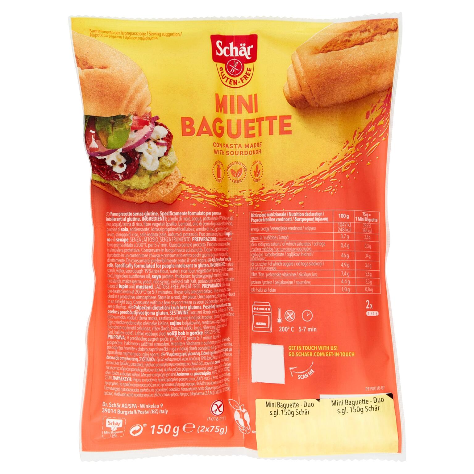 Mini Baguette 2x75g Senza Glutine Dr Schar