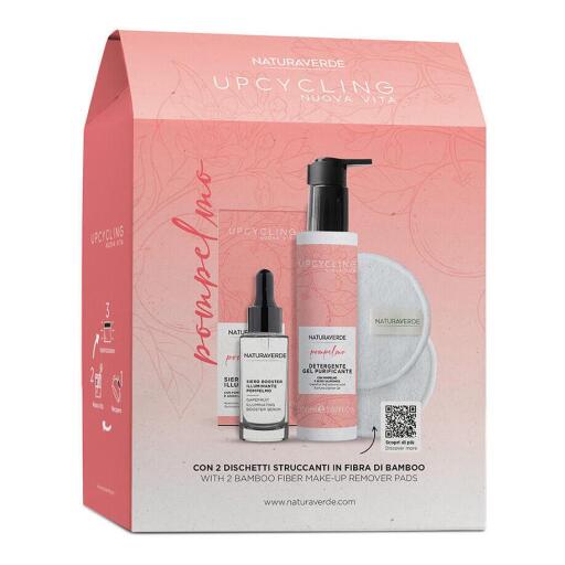 Set UpCycling Pompelmo 3pz(siero 30ml+gel detergente 150ml+dischetti struccanti)Naturaverde