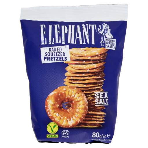 Pretzels schiacciati con sale marino 80g Elephant