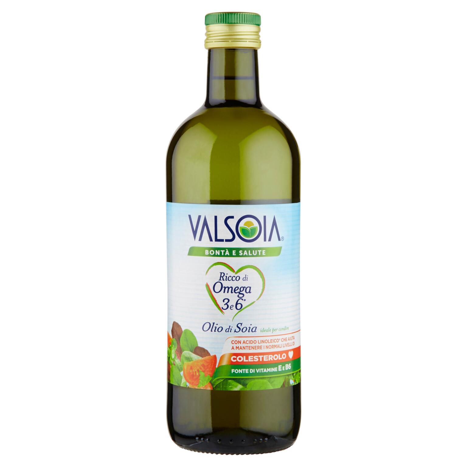 Olio di soia ricco di omega 3 e omega 6 1L Valsoia