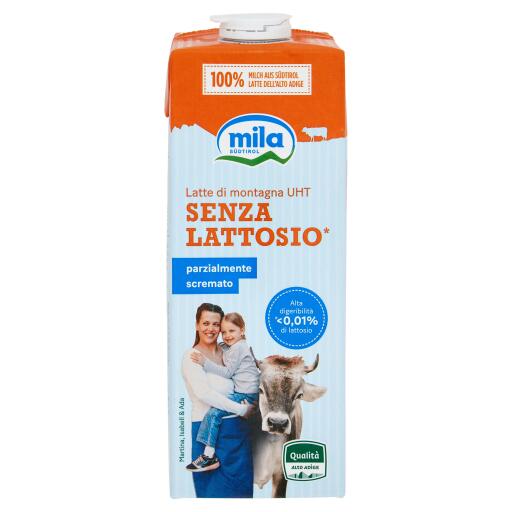 Latte UHT parzialmente scremato 1L Mila senza lattosio