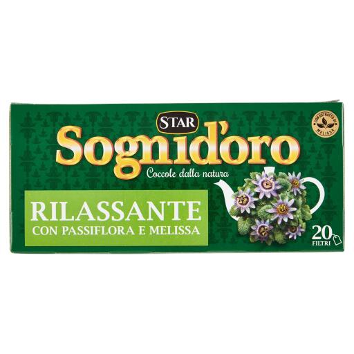 Tisana Rilassante con Passiflora, Camomilla, Melissa e Biancospino 20 filtri Sogni d'Oro
