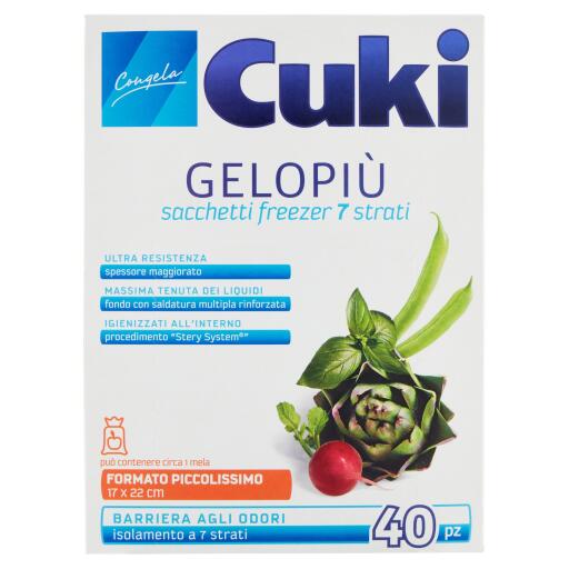 Sacchetto freezer gelo più piccolo 40 pezzi 17x22cm Cuki