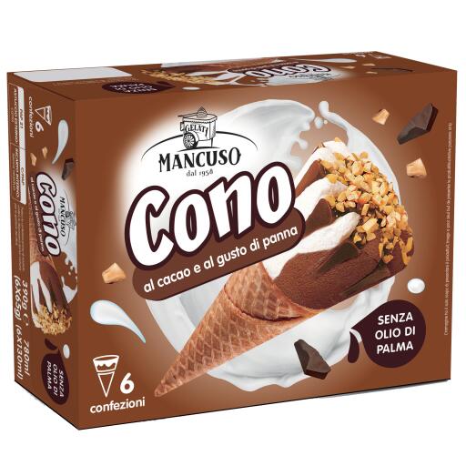Cono panna e cacao 6x65g Mancuso