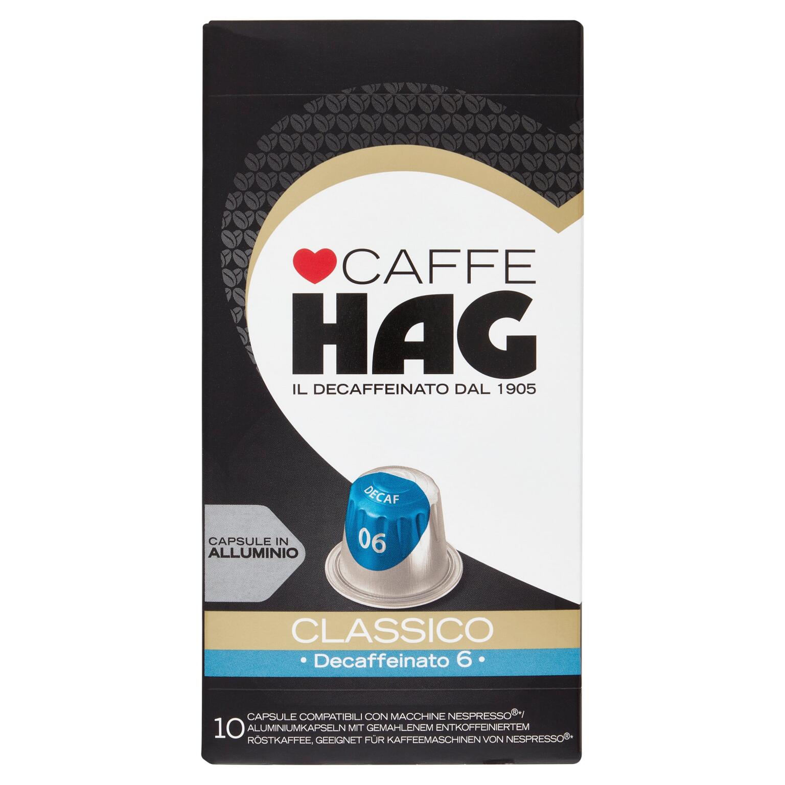 Caffè in capsule 10 pezzi espresso decaffeinato 52g Hag