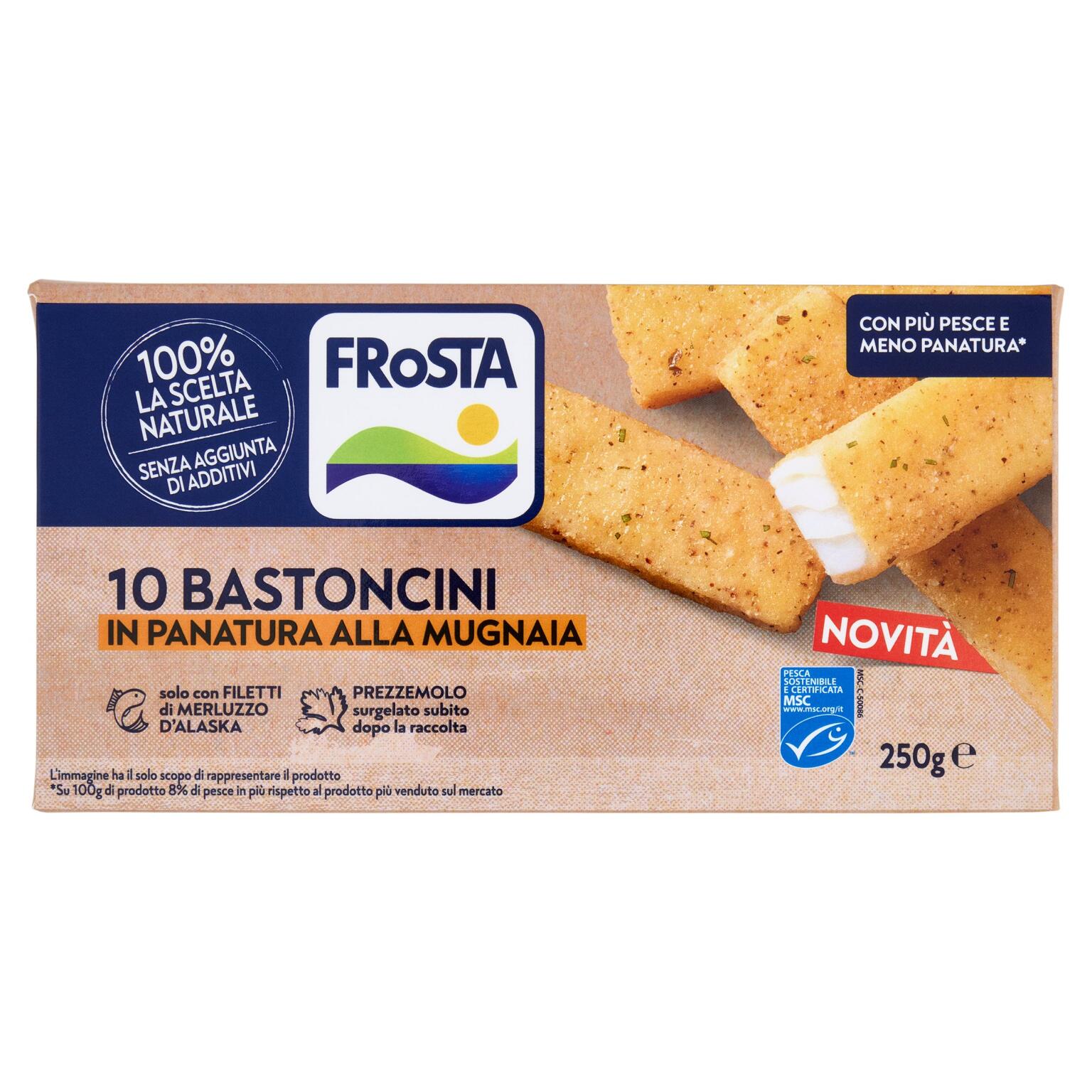 Bastoncini di merluzzo in panatura alla mugnaia da 10pz 250g Frosta