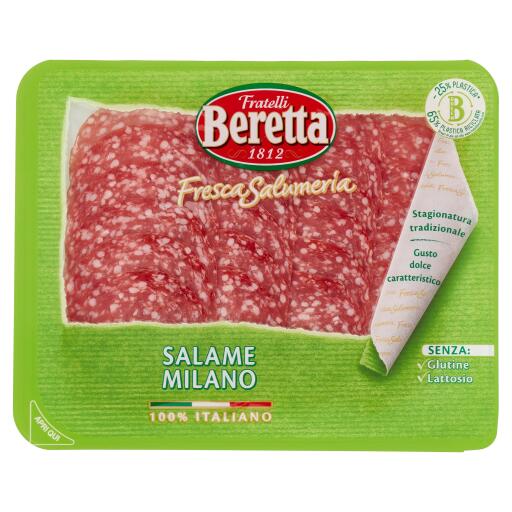 Salame milano alta qualità 100g La fresca salumeria Fratelli Beretta senza glutine e senza lattosio