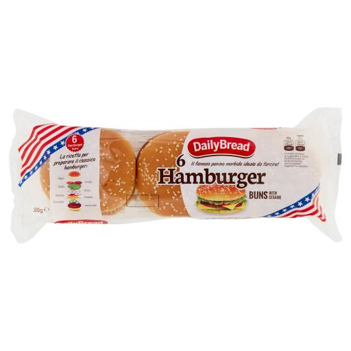 Pane per Hamburger Sesamo 6pezzi 300g Daily Bread