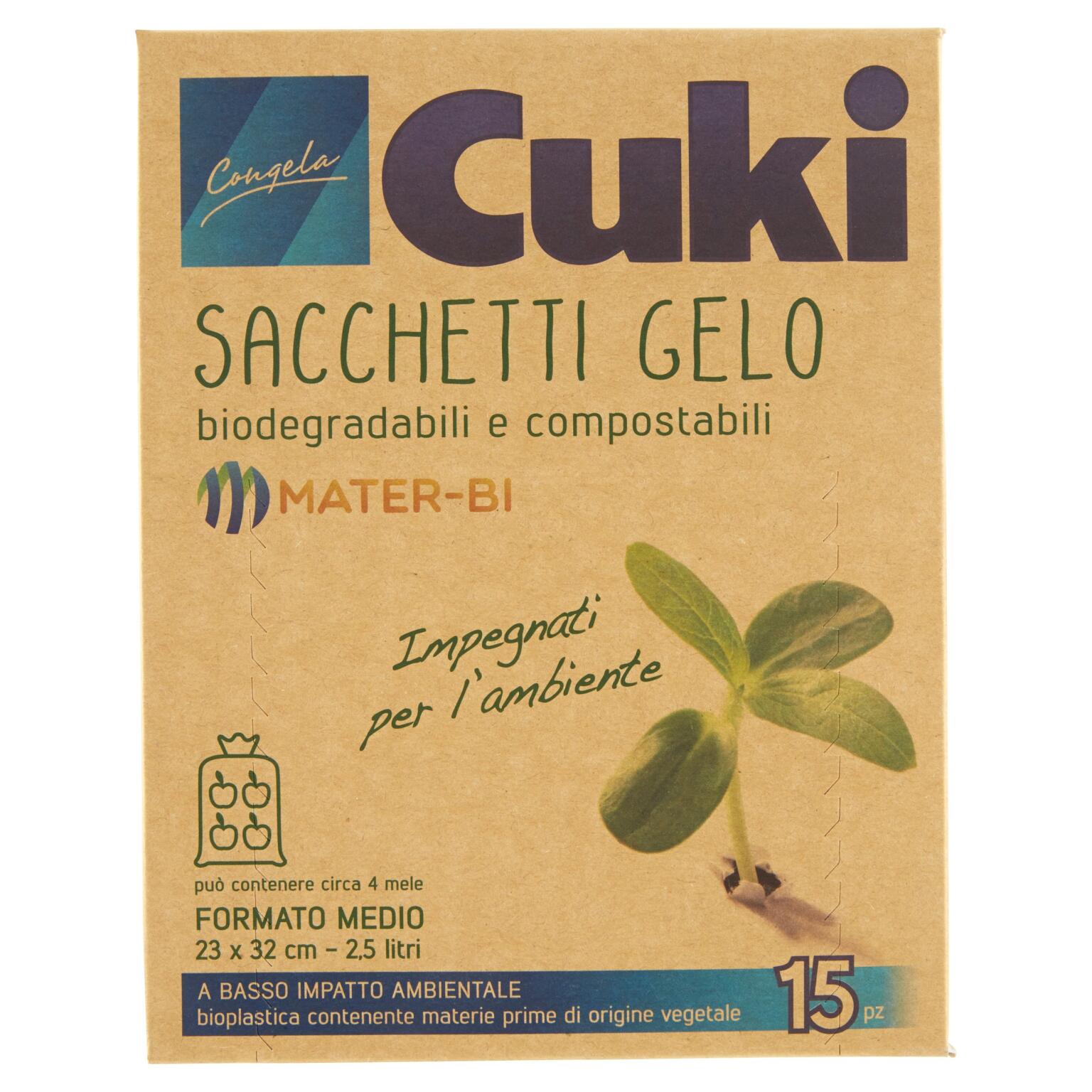 Sacchetti gelo mater-bi nedi 15pezzi 23cmX32cm Cuki