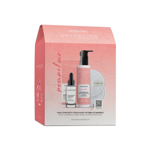 Set UpCycling Pompelmo 3pz(siero 30ml+gel detergente 150ml+dischetti struccanti)Naturaverde