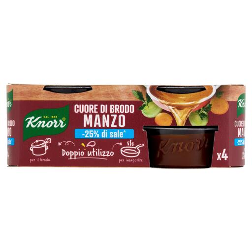 Cuore di brodo manzo meno sale 4x28g Knorr