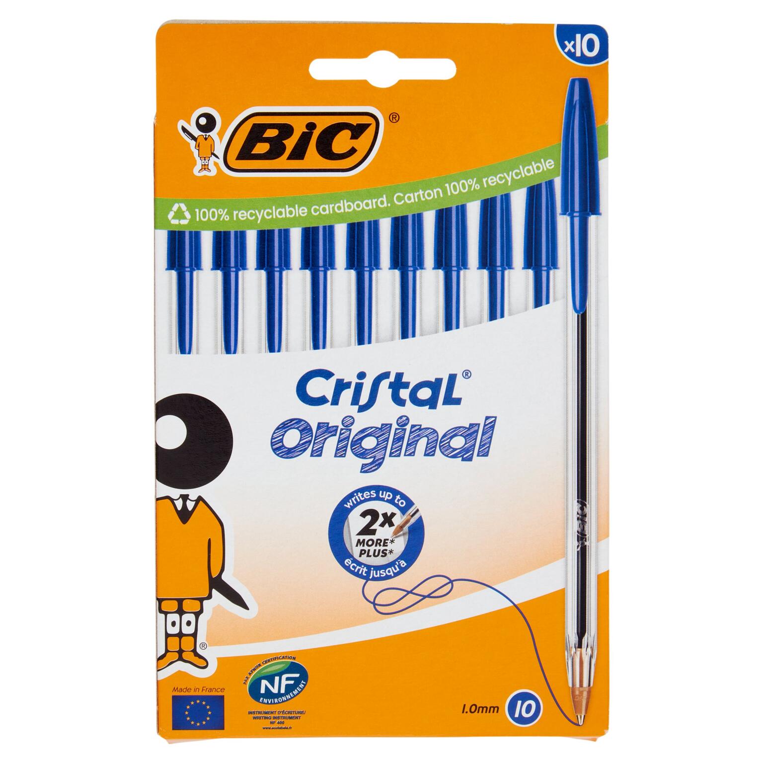 Penna a sfera cristal original BIC confezione da 10 pezzi blue