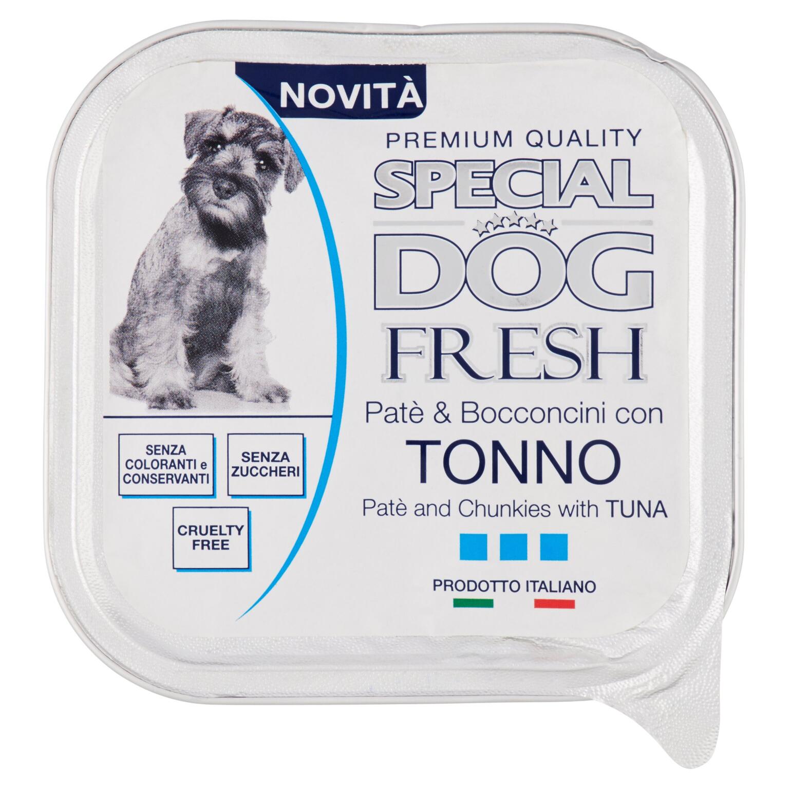 Patè e bocconcini special dog fresh tonno 150g