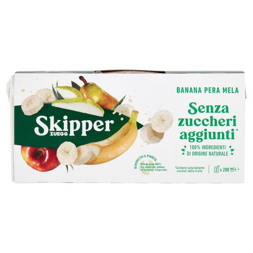 Skipper 3x200ml senza zucchero Banana/Pera/Mela Zuegg