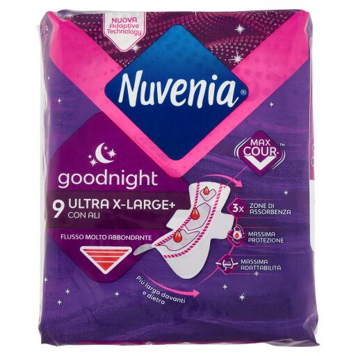 Assorbenti ultra notte con ali extra large 9 pezzi Nuvenia