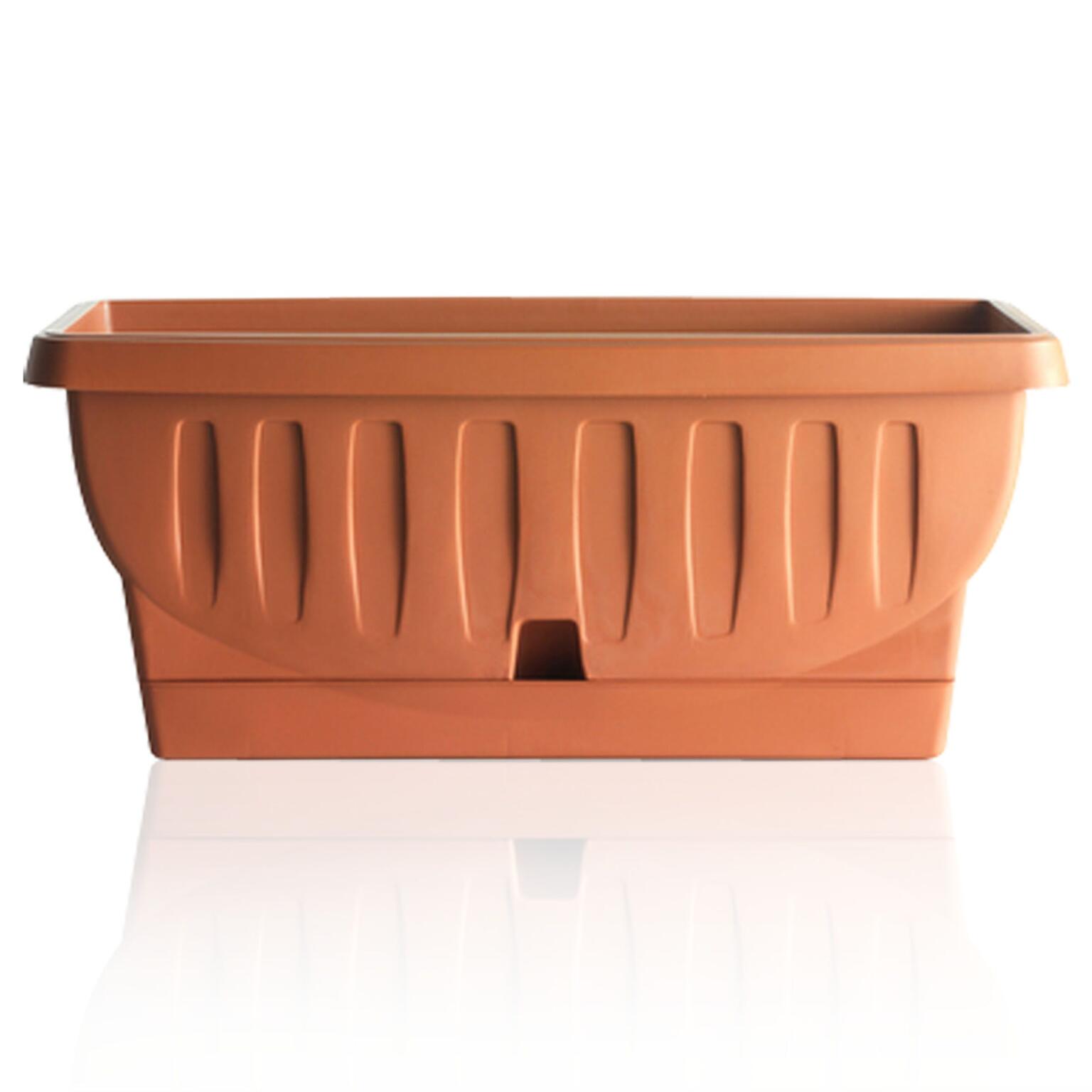 Fioriera Natura con sottovaso a riserva d'acqua color terracotta 60cm