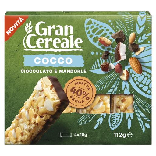 Barrette Grancereale Cocco/cioccolato fondente /mandorle 112g