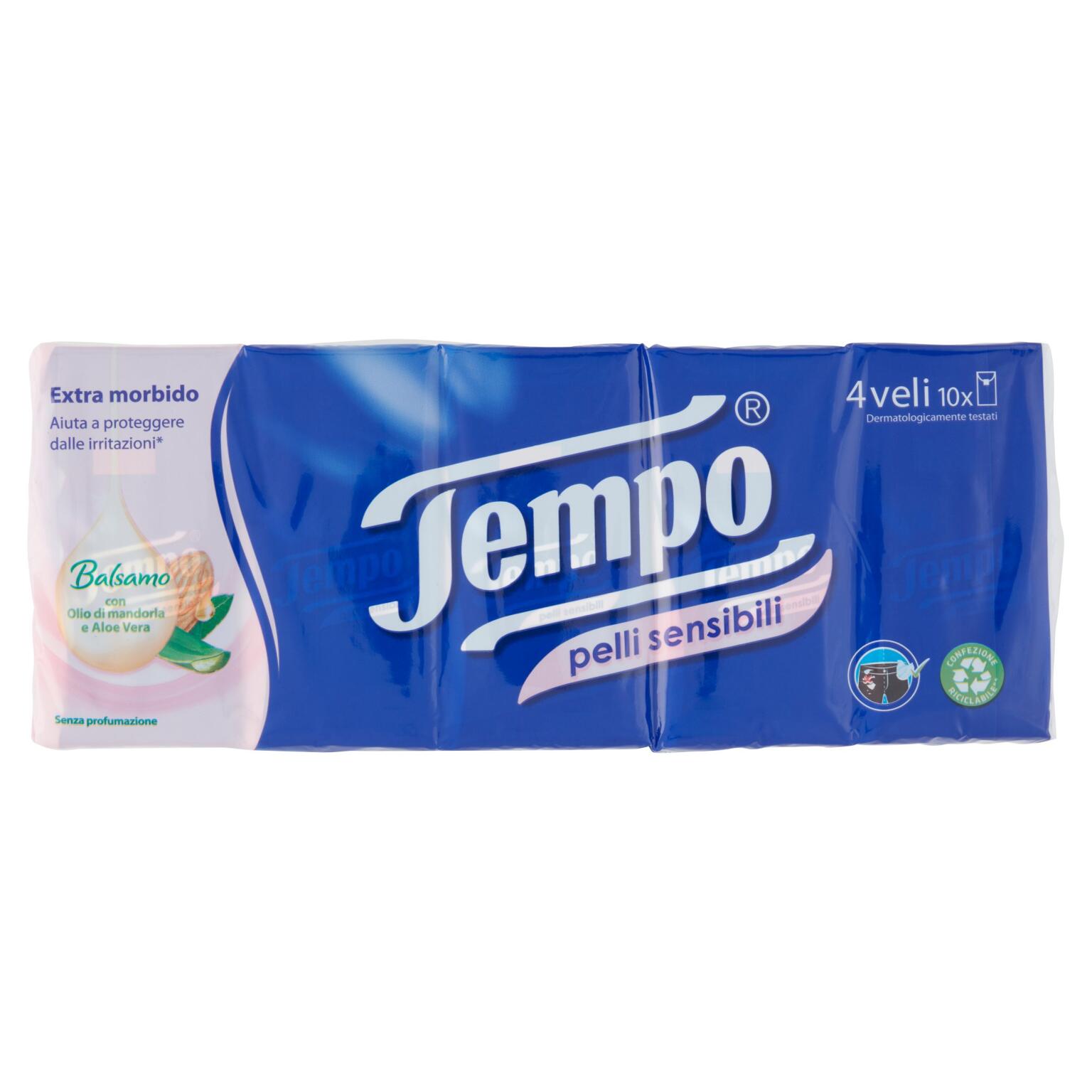 Fazzoletti tempo per pelli sensibili 10 pacchetti